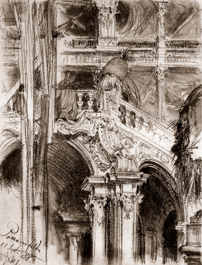  Adolpyh Von Menzel —— 鲍莫斯菲尔顿城堡的楼梯